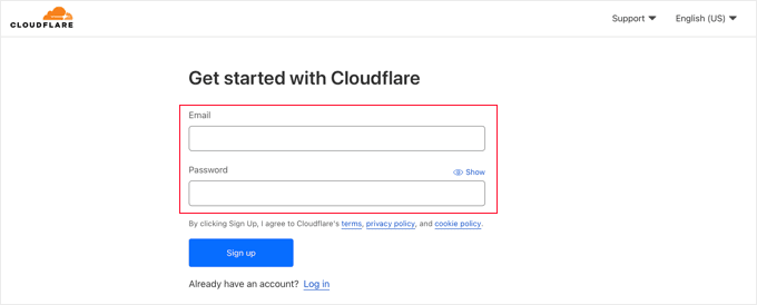 حساب کاربری Cloudflare