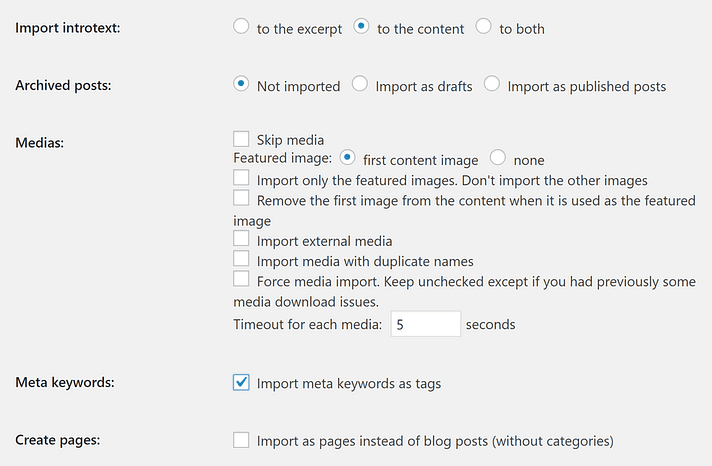 Import meta keywords as tags